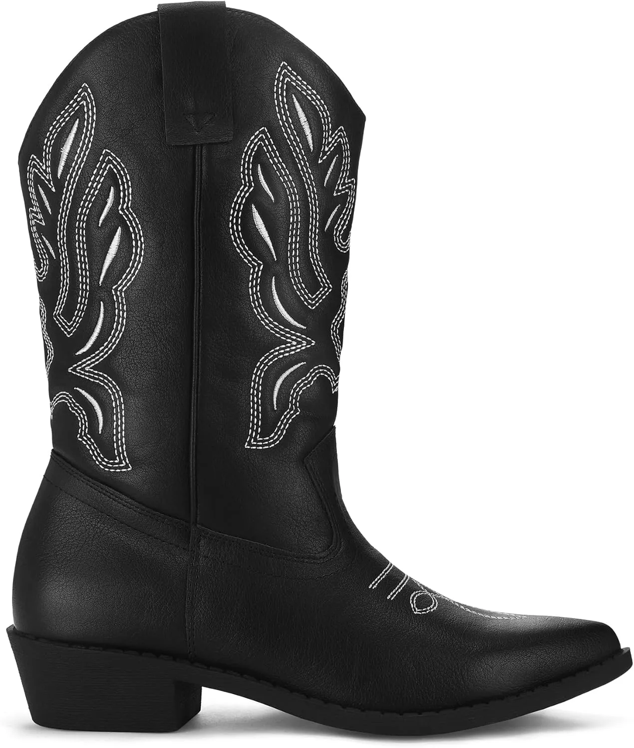 mysoft Women's Western Cowboy Boots Embroidered Mid-Calf Pointed Toe Cowgirl Boot