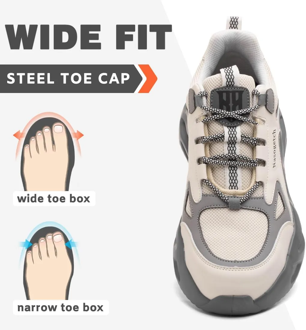 Nasogetch Steel Toe Shoes for Men Women Lightweight Work Shoes Wide Comfortable Safety Sneakers Puncture Proof