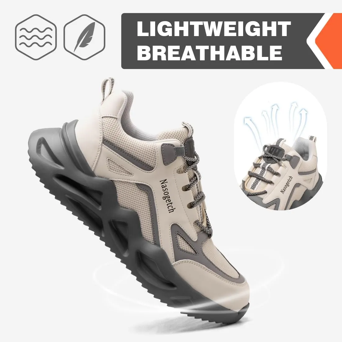 Nasogetch Steel Toe Shoes for Men Women Lightweight Work Shoes Wide Comfortable Safety Sneakers Puncture Proof