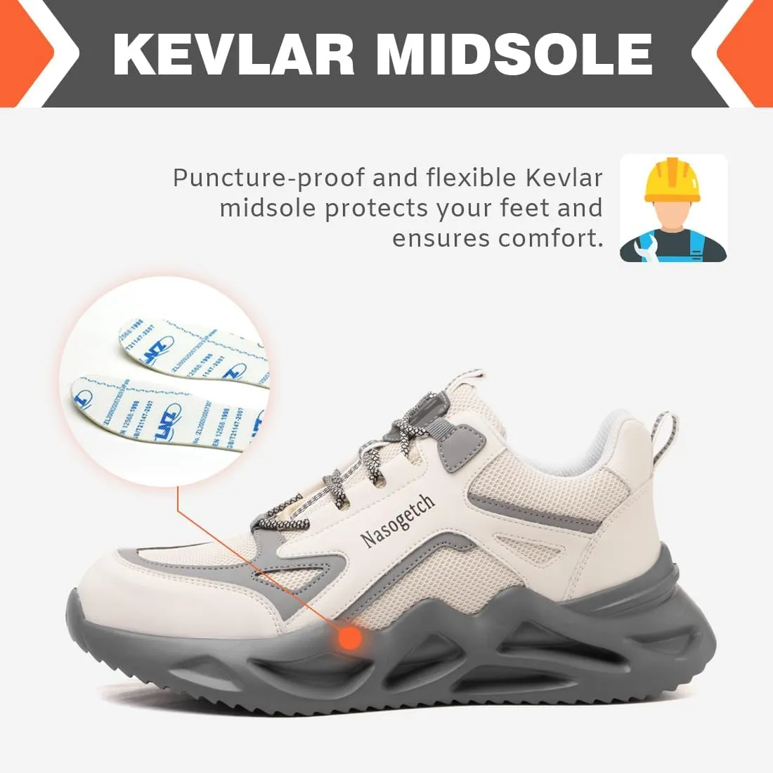 Nasogetch Steel Toe Shoes for Men Women Lightweight Work Shoes Wide Comfortable Safety Sneakers Puncture Proof