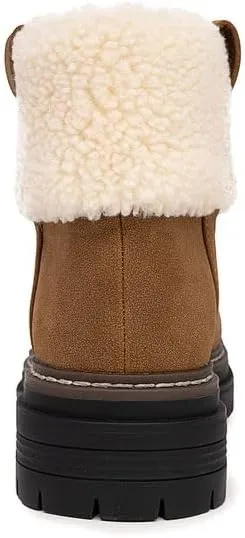 Nautica Women Fur Chelsea Boots Winter Platform Chunky Low Heel Microsuede Comfortable & Slip Resistant Ankle Mid Calf Boots for Ladies
