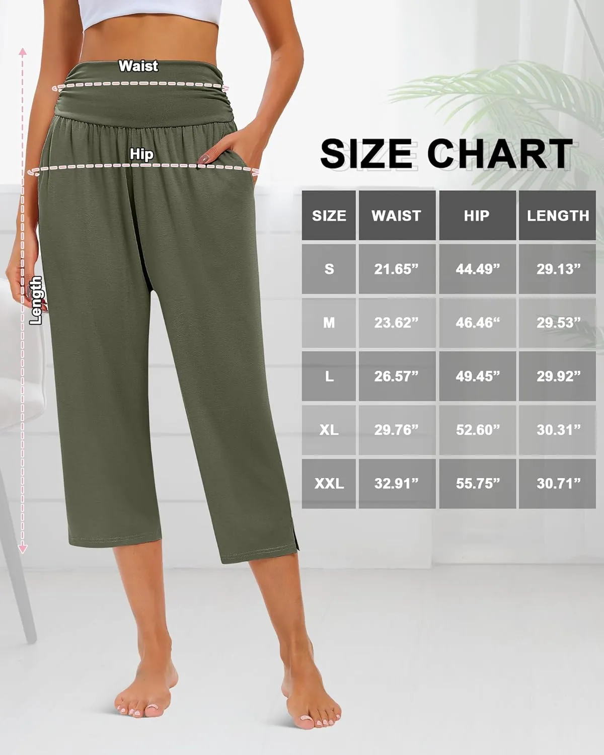 Neer 3 Pack Capri Pants for Women Casual Summer Lounge Yoga Pants Crop High Waist Loose Fit Sweatpants Pajamas with Pockets