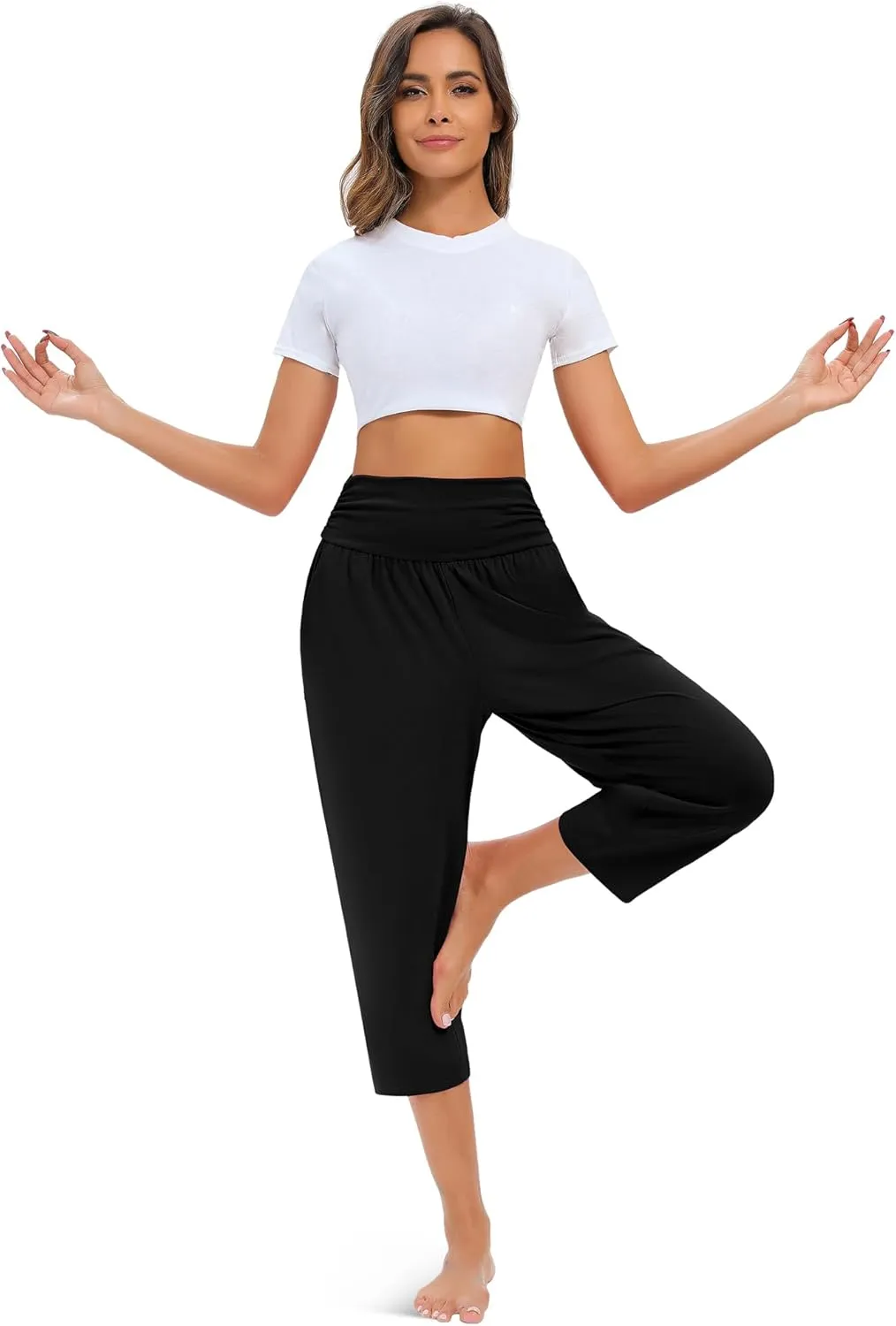 Neer 3 Pack Capri Pants for Women Casual Summer Lounge Yoga Pants Crop High Waist Loose Fit Sweatpants Pajamas with Pockets