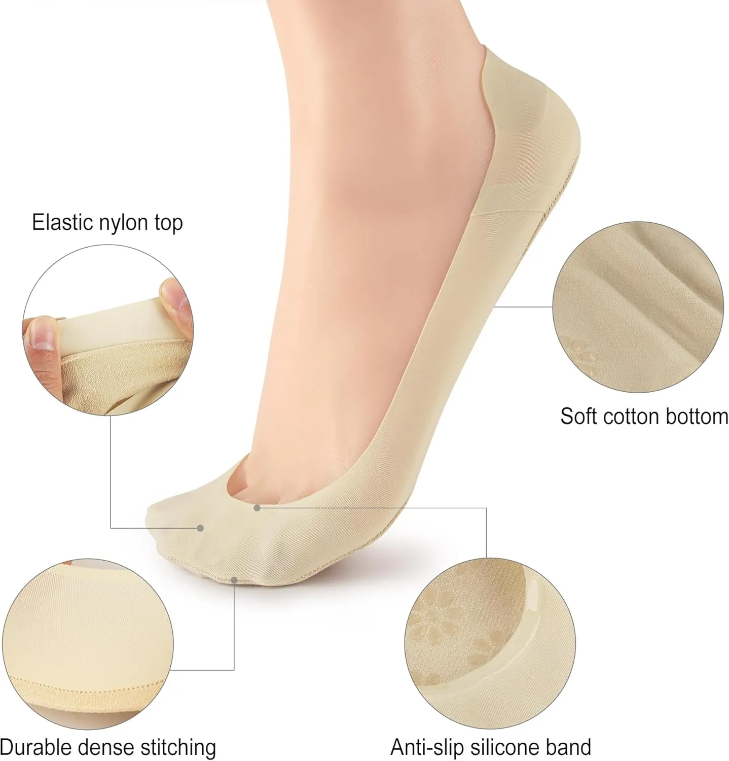 No Show Socks Womens Liner Ultra Low Cut Non Slip Invisible Socks for Flats