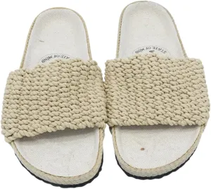 Nomadic State of Mind Cork Footbed Slide Sandals, Arch Support Slip-Ons, Lightweight Handmade Sustainable Rope Shoes, Men Women Unisex (Linen)