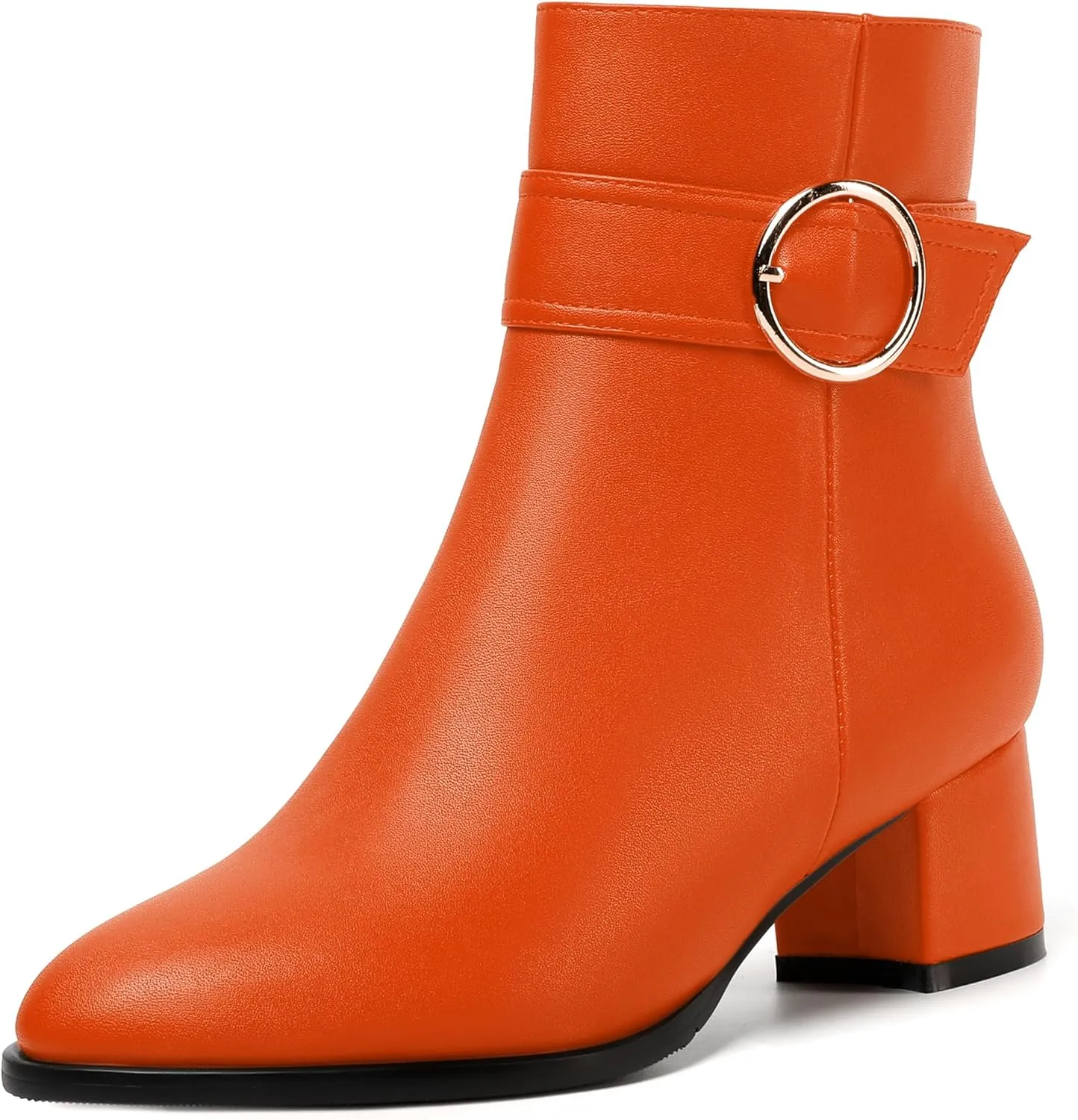 NUMALEO Womens Matte Zip Fashion Round Toe Party Solid Chunky Low Heel Ankle High Boots 2 Inch