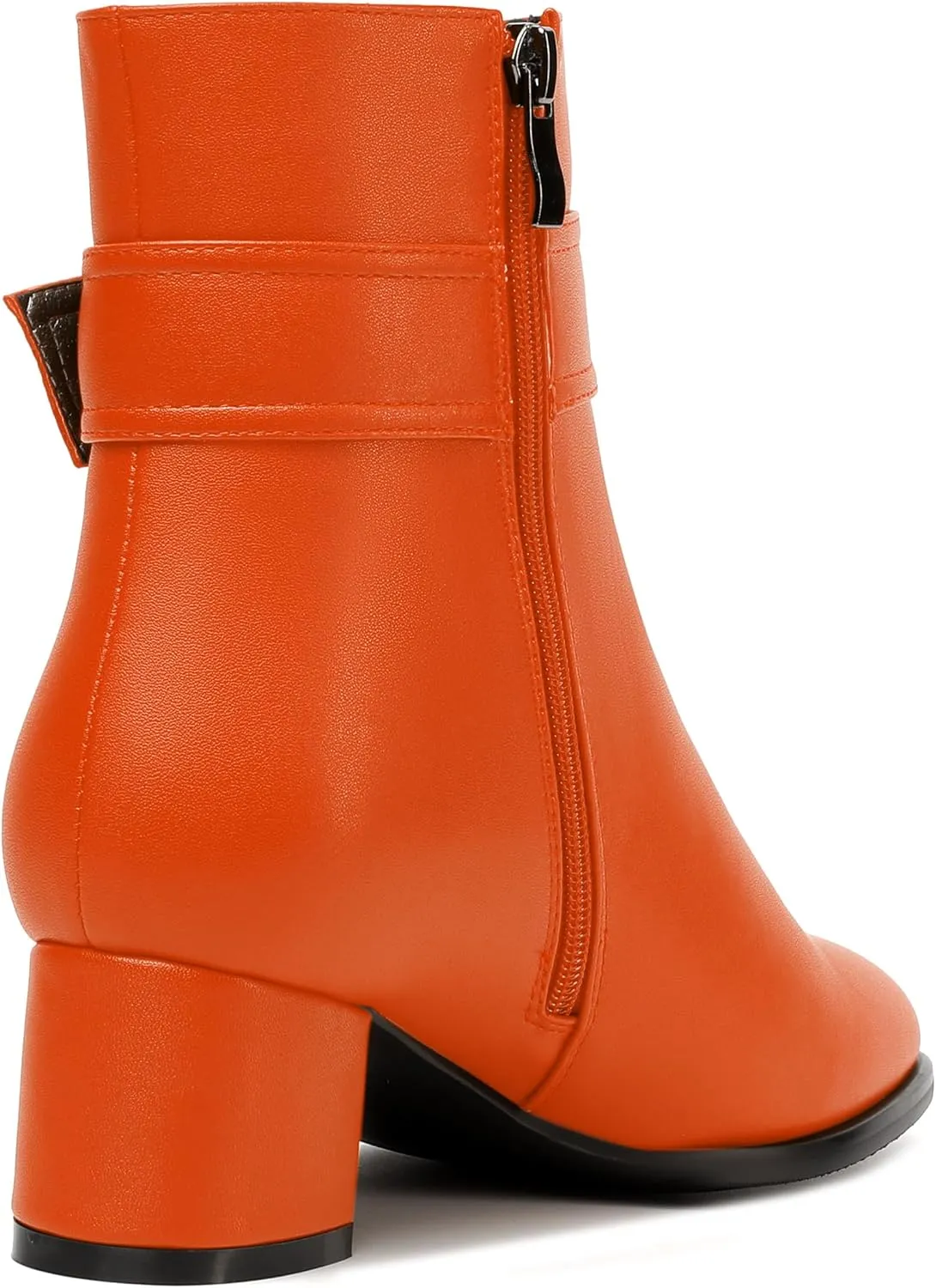 NUMALEO Womens Matte Zip Fashion Round Toe Party Solid Chunky Low Heel Ankle High Boots 2 Inch