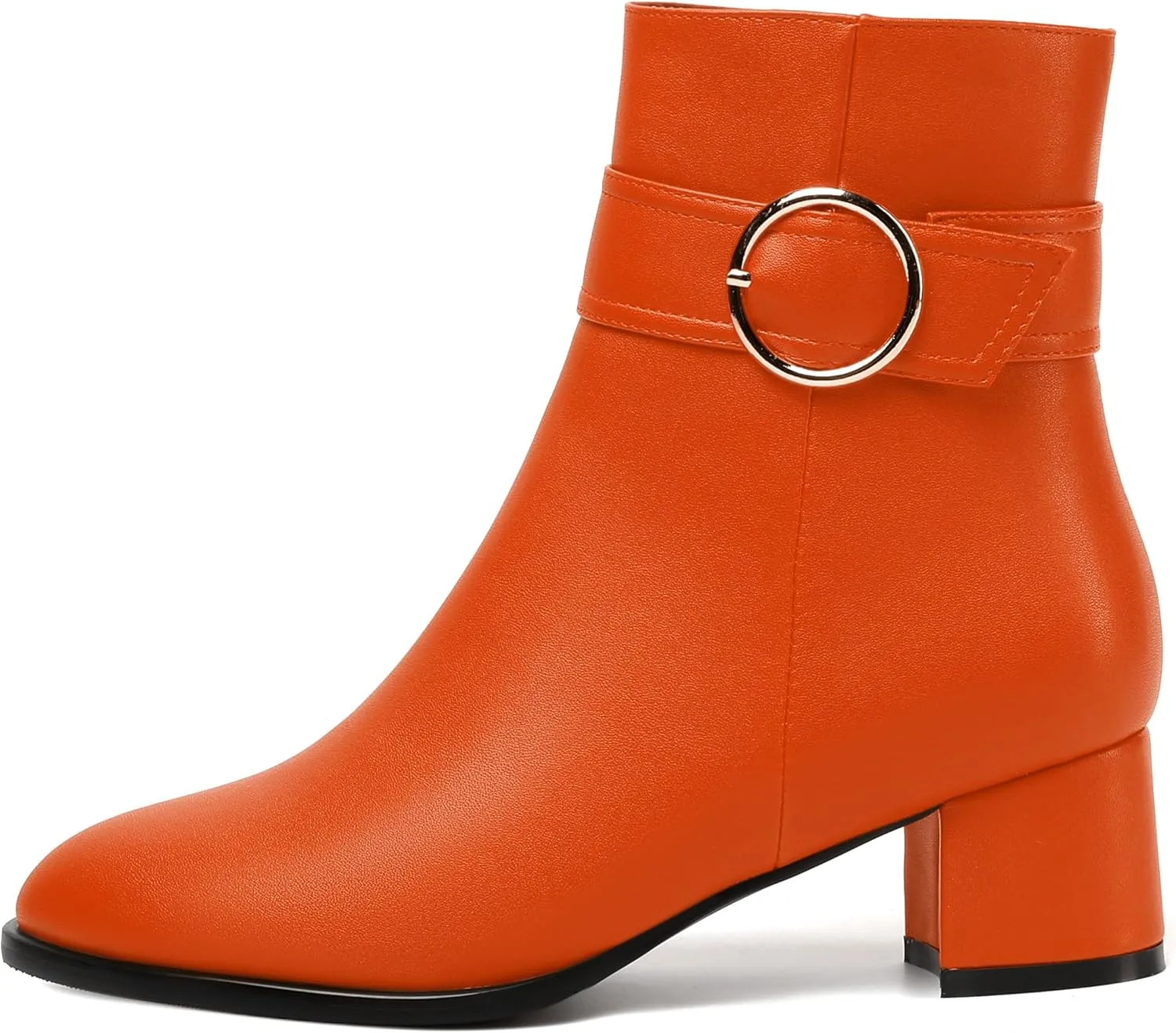 NUMALEO Womens Matte Zip Fashion Round Toe Party Solid Chunky Low Heel Ankle High Boots 2 Inch