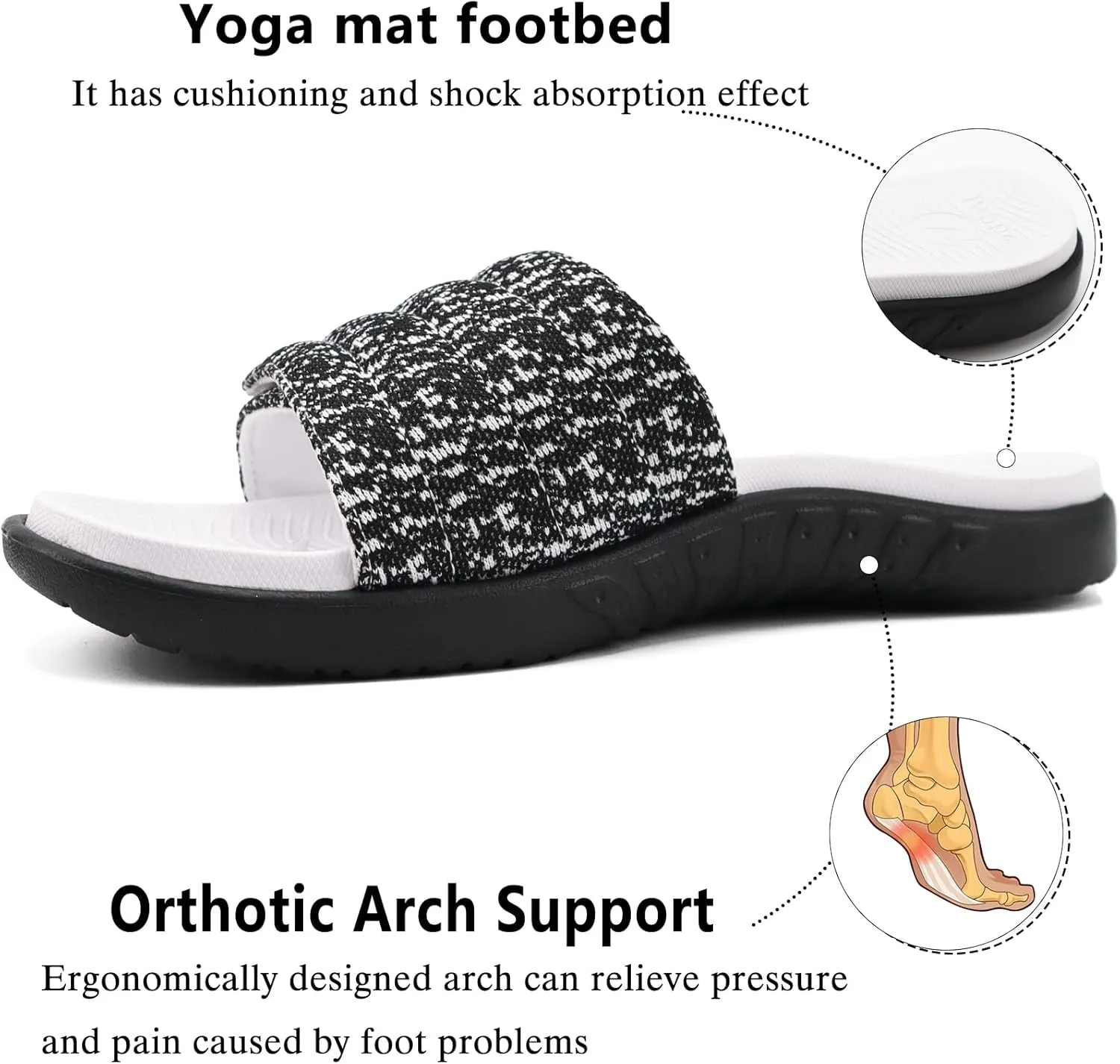 ONCAI Mens Sandals, Arch Support Sport Slides Open Toe Adjustable Straps Orthotic Cushioned Footbed for Plantar Fasciitis Rubber Soles Size 7.5-15
