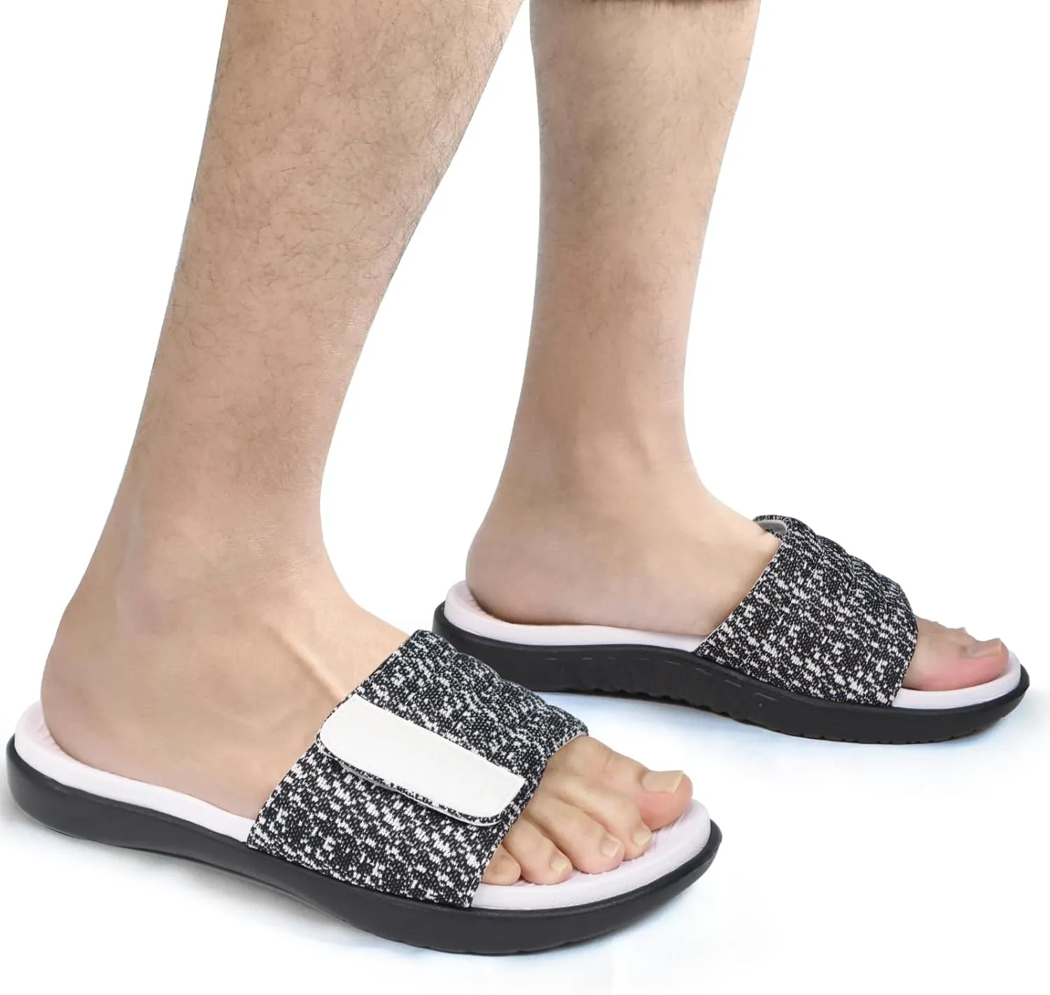 ONCAI Mens Sandals, Arch Support Sport Slides Open Toe Adjustable Straps Orthotic Cushioned Footbed for Plantar Fasciitis Rubber Soles Size 7.5-15