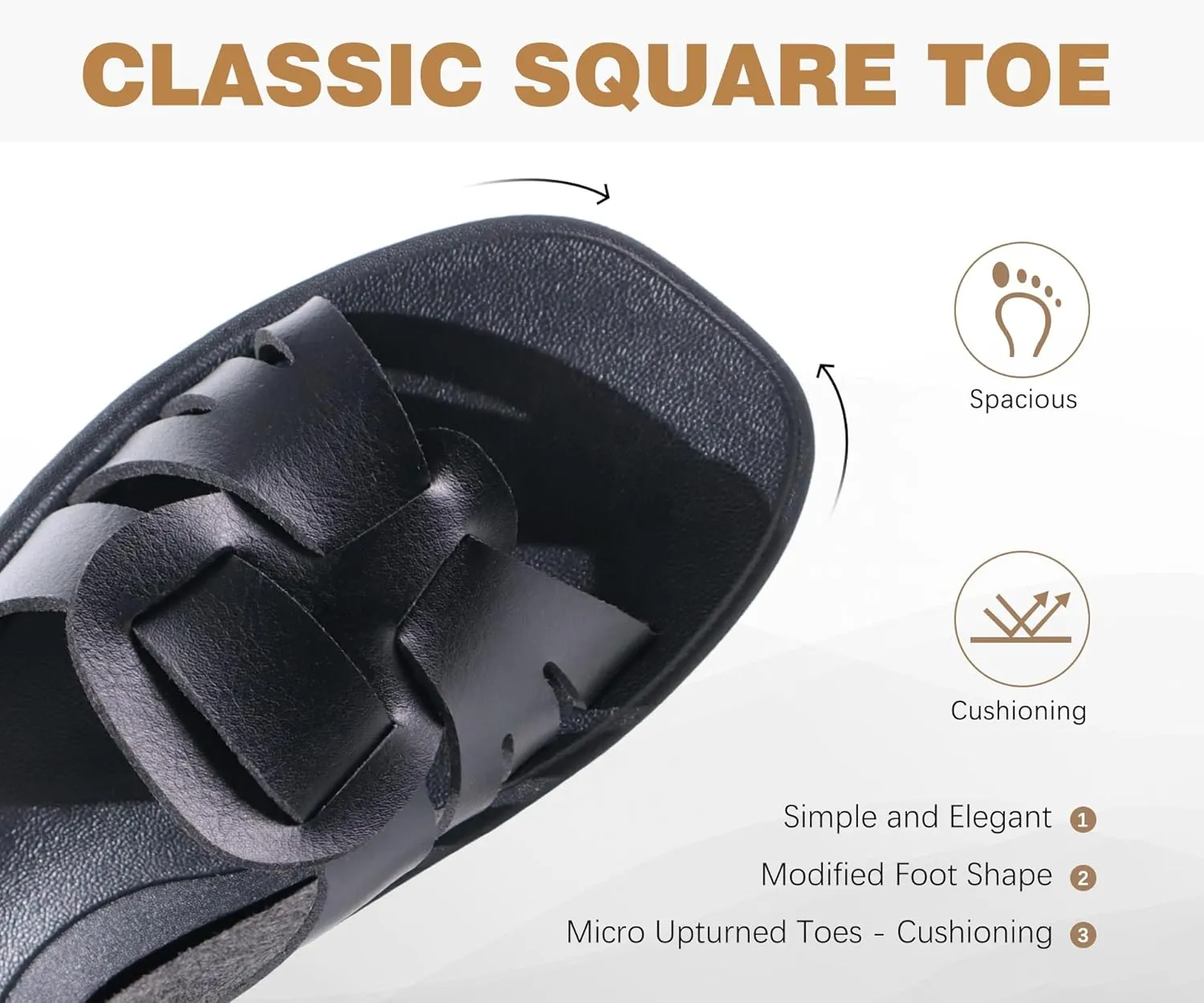ONCAI Womens Sandals,Flat Dressy Square Toe Summer Beach Slides for Ladies Comfortable with Non-slip Rubber Soles Size US 6-11
