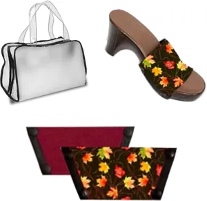 Onesole Cafe Traveler Fall Leaves & Burgundy Set, 3 inch soul lightweight wedge, Interchangeable all leaf print and burgundy solid tops, Tops for women's wedge Sandals, As Seen on Shark Tank (Size 6)