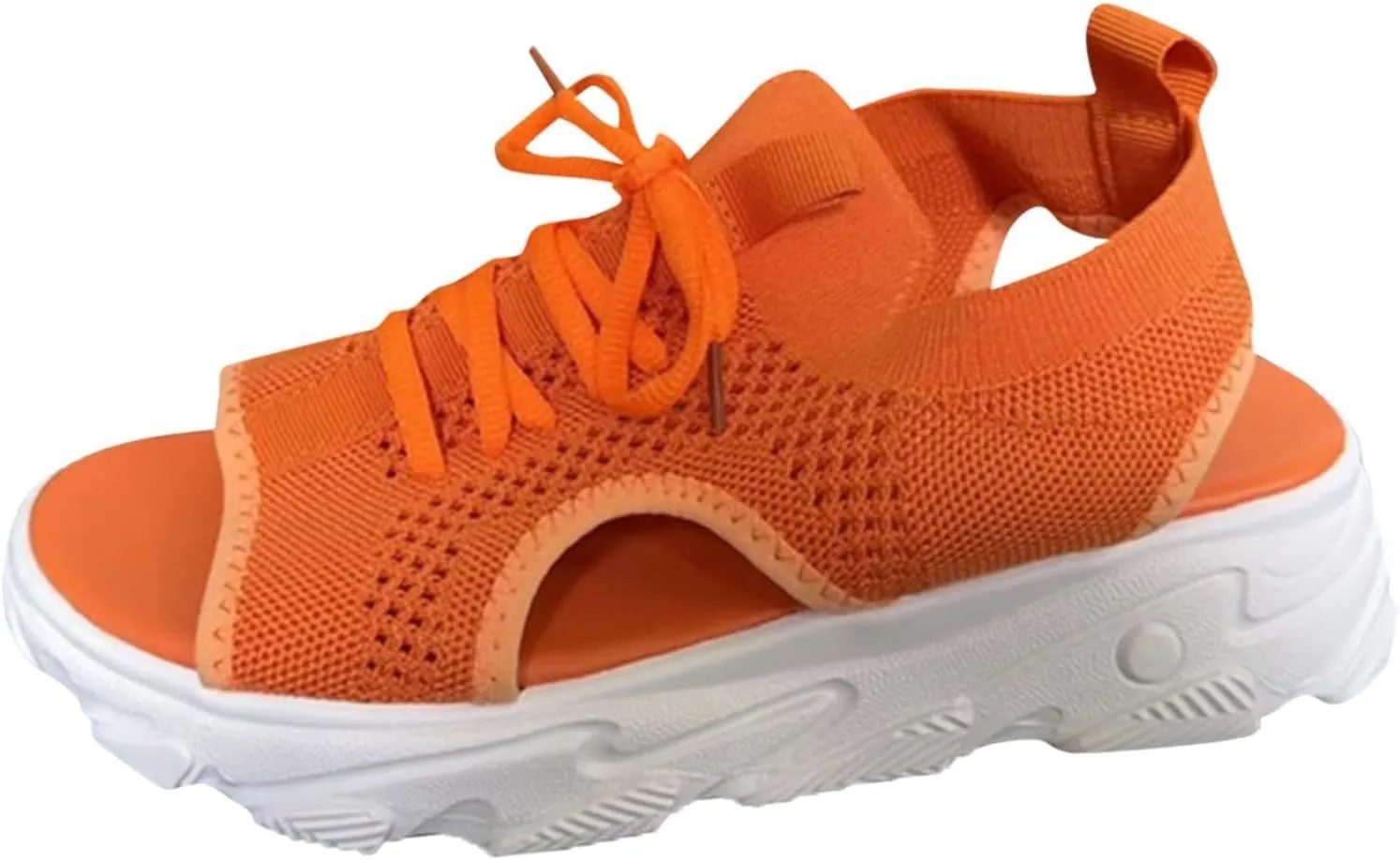 Open Toe Tennis Shoes, Contrast Paneled Cutout Lace-Up Muffin Sandals, Women Causal Summer Toe Platform Sneaker Sandals