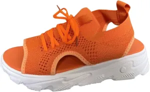 Open Toe Tennis Shoes, Contrast Paneled Cutout Lace-Up Muffin Sandals, Women Causal Summer Toe Platform Sneaker Sandals