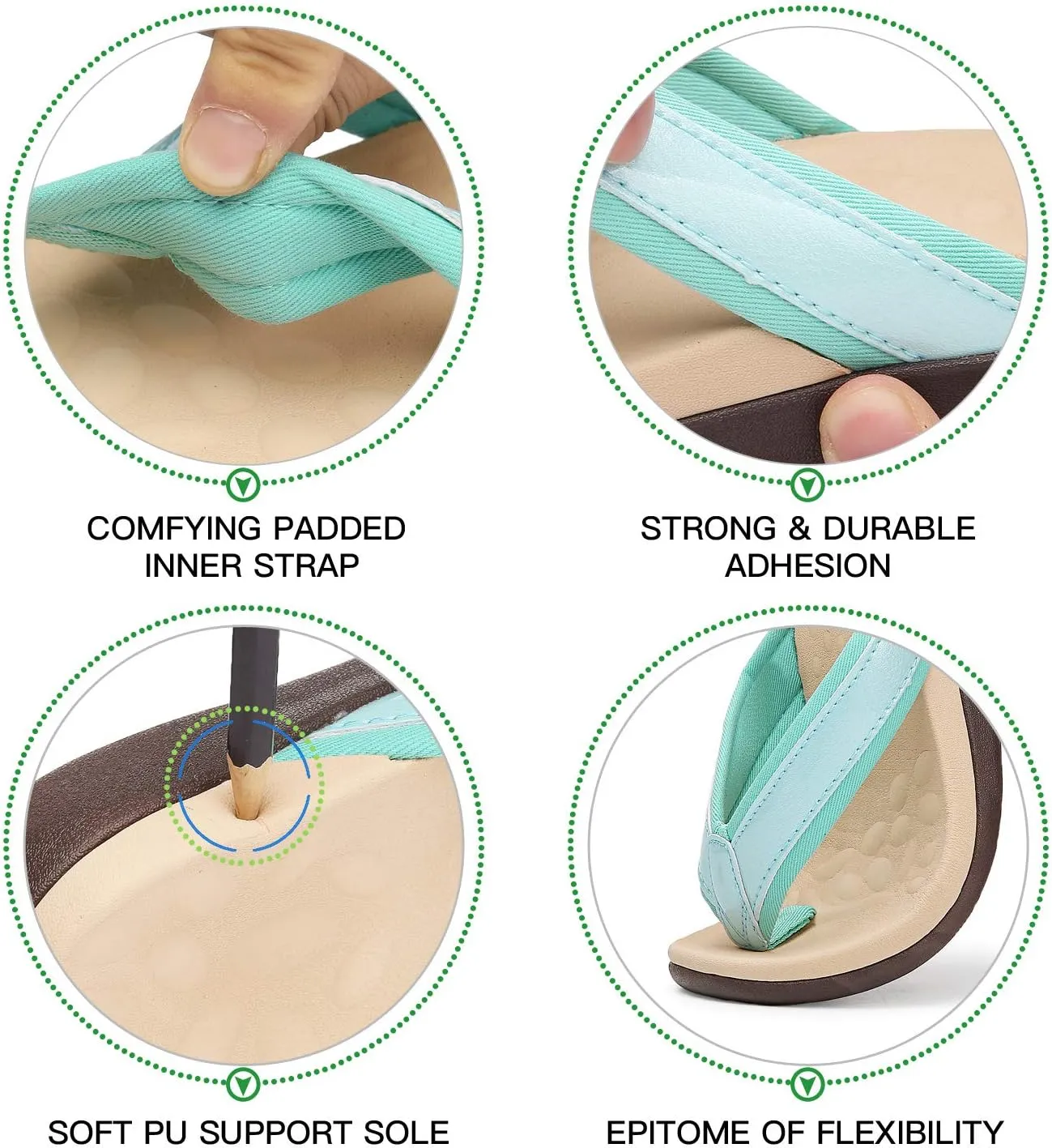 Orkii Womens Orthopedic Sandals for Plantar Fasciitis Feet, Best Orthotic Flip Flops With Arch Support, Comfortable Walking Sandals for Summer Beach, River, Pool
