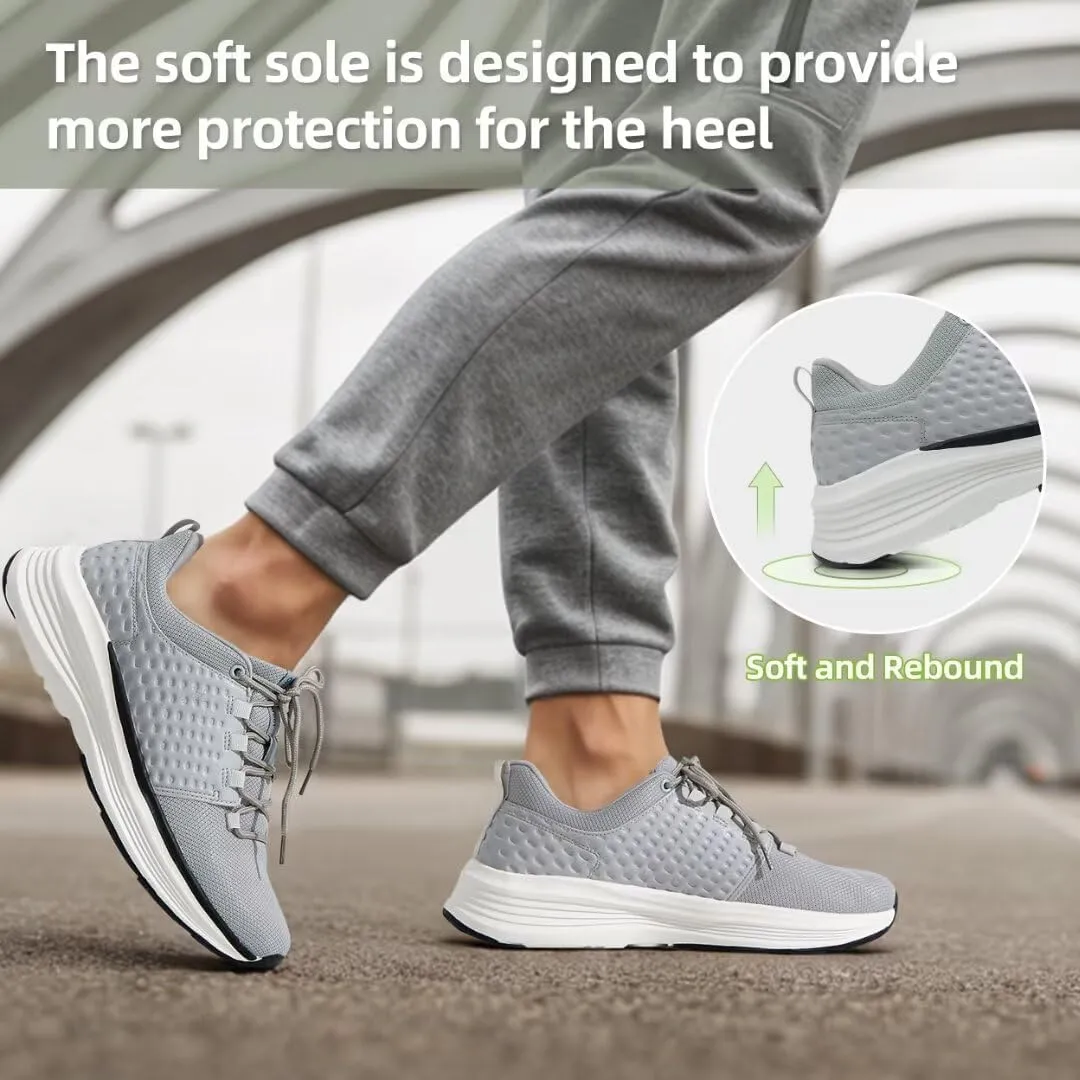 OrthoComfoot Men's Orthopedic Fashion Sneakers with Arch Support: Casual Plantar Fasciitis Walking Shoes for Flat Feet, Comfortable Orthotic Soft Thick Sole Sneakers for Foot and Heel Pain Relief