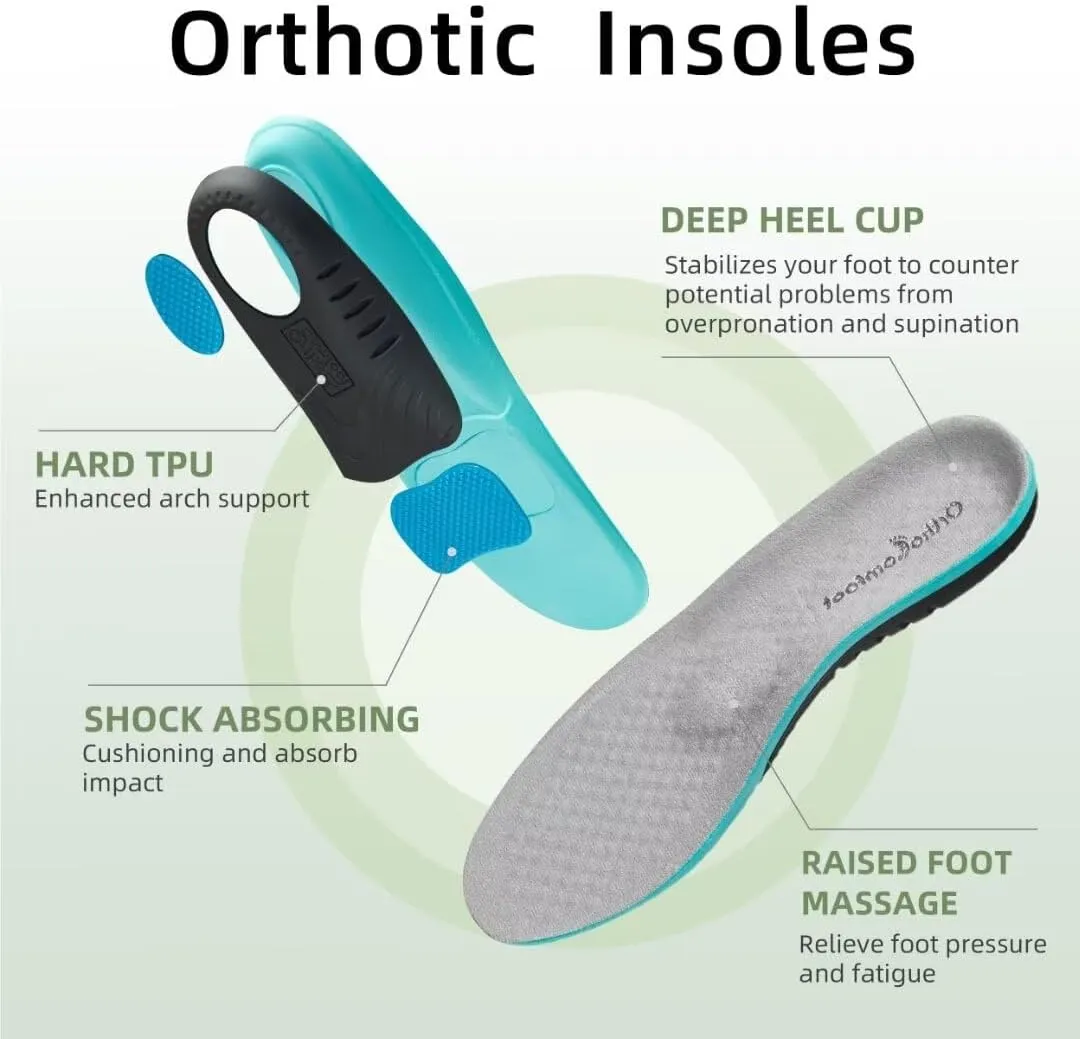 OrthoComfoot Men's Orthopedic Fashion Sneakers with Arch Support: Casual Plantar Fasciitis Walking Shoes for Flat Feet, Comfortable Orthotic Soft Thick Sole Sneakers for Foot and Heel Pain Relief