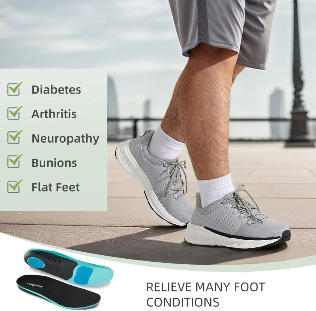 OrthoComfoot Men's Orthopedic Fashion Sneakers with Arch Support: Casual Plantar Fasciitis Walking Shoes for Flat Feet, Comfortable Orthotic Soft Thick Sole Sneakers for Foot and Heel Pain Relief