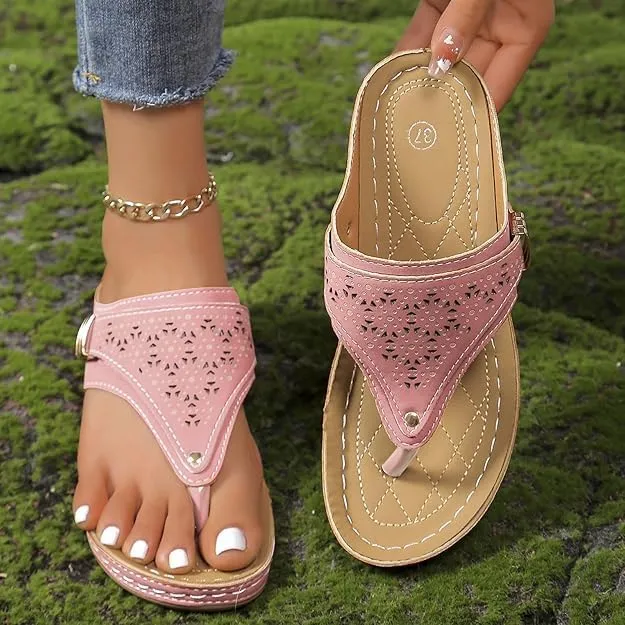 Orthopedic Sandals for Women 2025 Comfortable Wedge Slip On Beach Sandals Dressy Summer Casual Flats Flip Flops Ladies Outdoor Slides Slippers Shoes