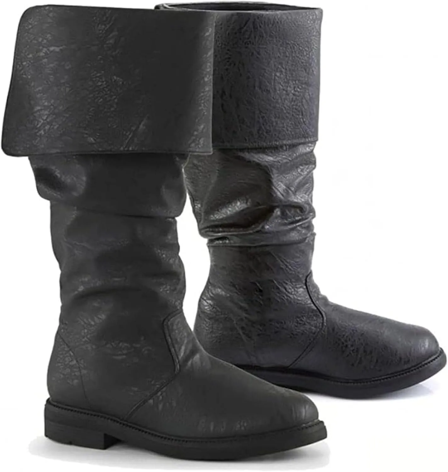 Oversized Medieval Pirate Boots,Renaissance Boots Western Knight Boots Flat Jazz Boots Botas Piratas Renacentistas Male and Female Pull On Mid Calf Gothic Boots Cosplay(US 10, Brown)