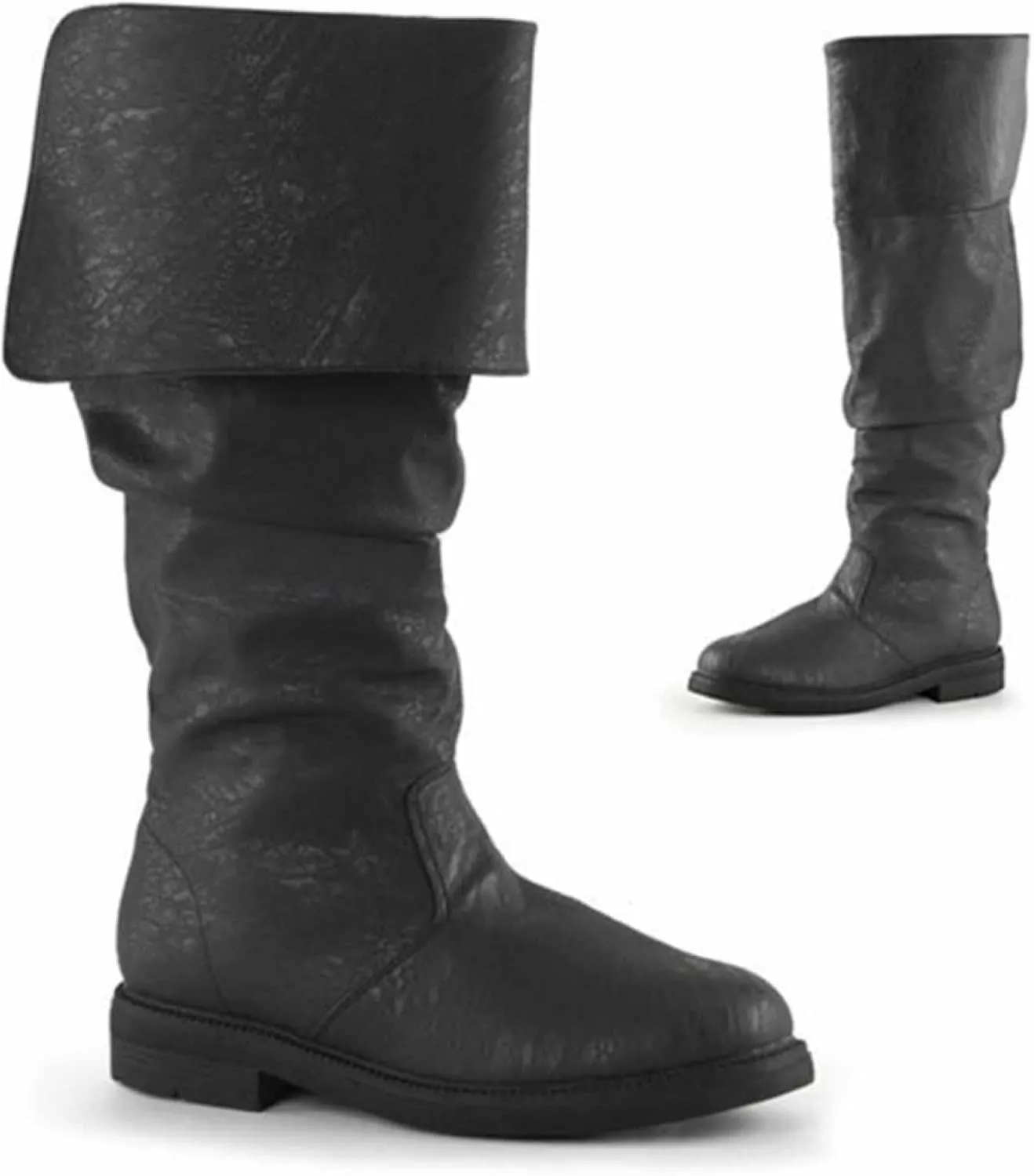 Oversized Medieval Pirate Boots,Renaissance Boots Western Knight Boots Flat Jazz Boots Botas Piratas Renacentistas Male and Female Pull On Mid Calf Gothic Boots Cosplay(US 10, Brown)