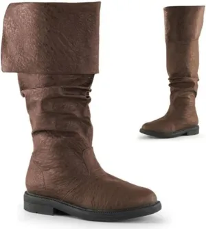 Oversized Medieval Pirate Boots,Renaissance Boots Western Knight Boots Flat Jazz Boots Botas Piratas Renacentistas Male and Female Pull On Mid Calf Gothic Boots Cosplay(US 10, Brown)
