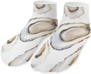 Oysters Watercolor Low Cut Ankle Socks Casual Liner Sock Pack Non Slip Invisible For Men Women