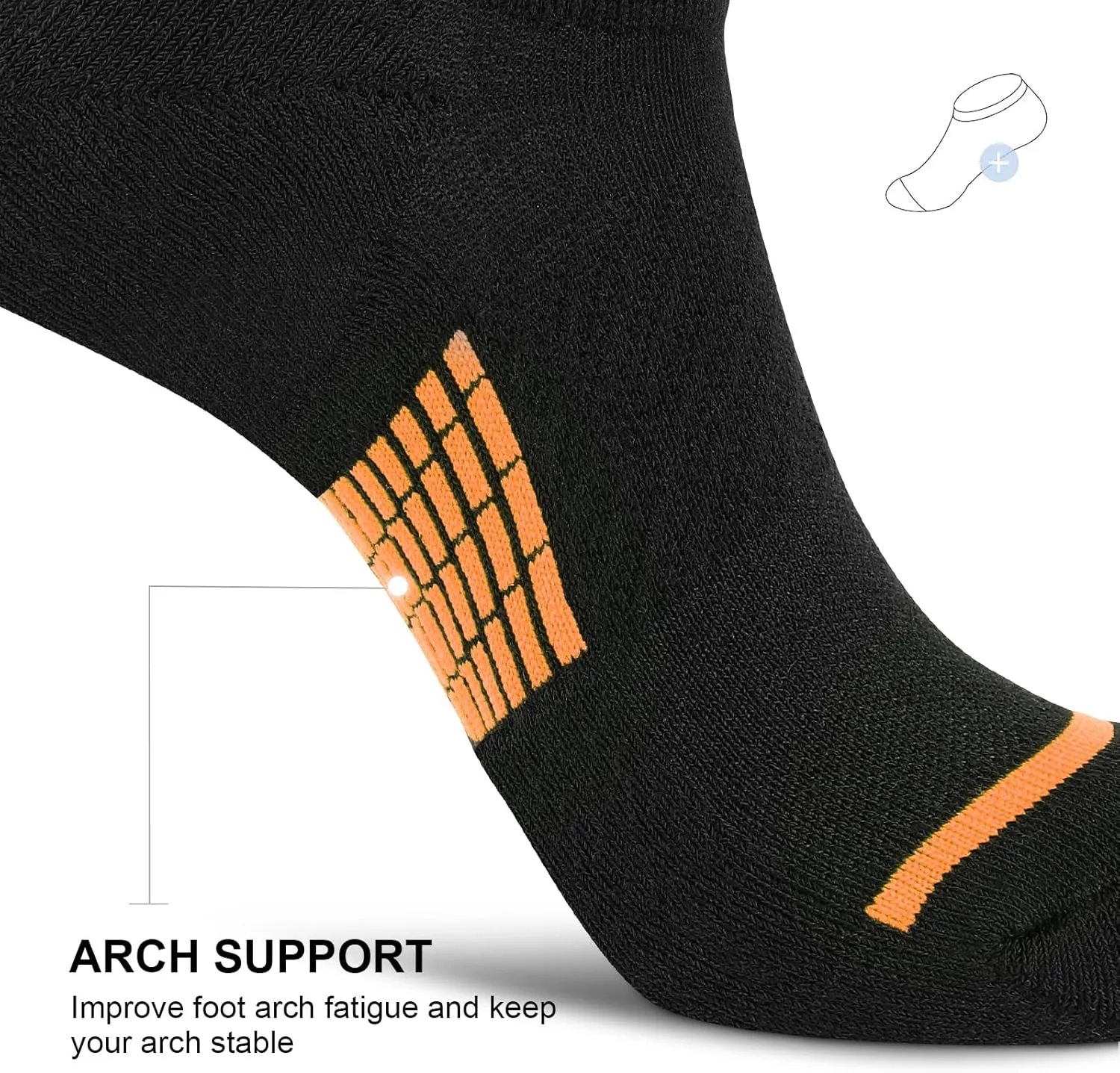 PAPLUS No Show Socks Men 6 Pairs, Non Slip Cushioned Low Cut Ankle Sock with Arch Support