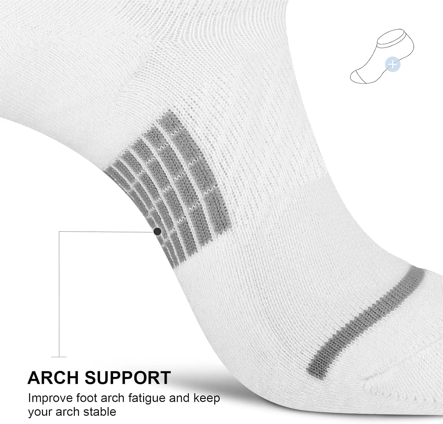 PAPLUS No Show Socks Men 6 Pairs, Non Slip Cushioned Low Cut Ankle Sock with Arch Support