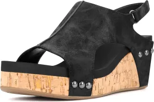 PARTY Women's Wedge Sandals With Buckle Ankle Strap for Dressy Summer