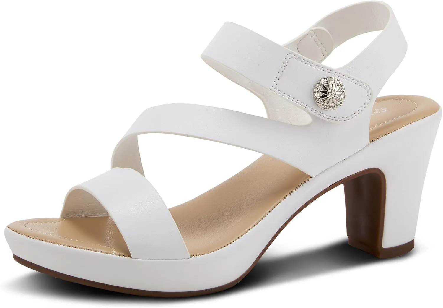PATRIZIA Spring Step Asymadade Sandals for Women - Low Heel Slip-On Summer Sandals - Ladies Casual Platform Sandal with Hook and Loop