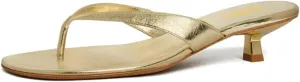 Pazzion Women Fashion Open Toe Kitten Heels Flip Flops Slip On Low Heeled Thong Sandals Comfortable Summer Party Shoes Size 4-16 US