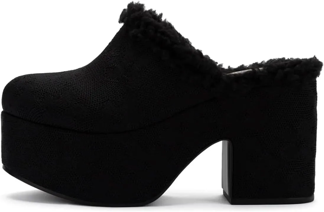 Pazzion Womens Comfy Thick Platform Closed Rounded Toe Mules Clogs Slip On Chunky High Heel Slipper Versatile Indoor Shopping Shoe Size 4-16 US