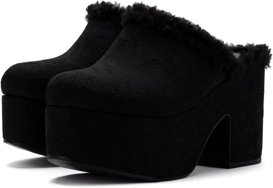 Pazzion Womens Comfy Thick Platform Closed Rounded Toe Mules Clogs Slip On Chunky High Heel Slipper Versatile Indoor Shopping Shoe Size 4-16 US