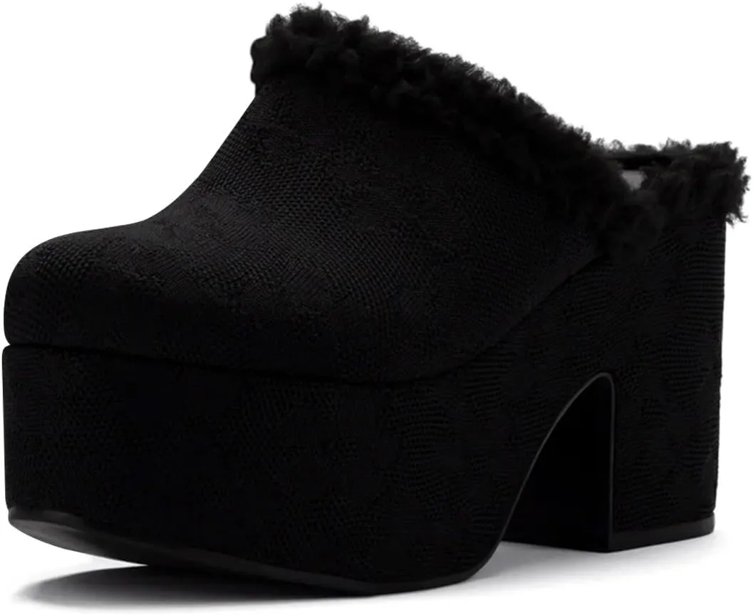 Pazzion Womens Comfy Thick Platform Closed Rounded Toe Mules Clogs Slip On Chunky High Heel Slipper Versatile Indoor Shopping Shoe Size 4-16 US