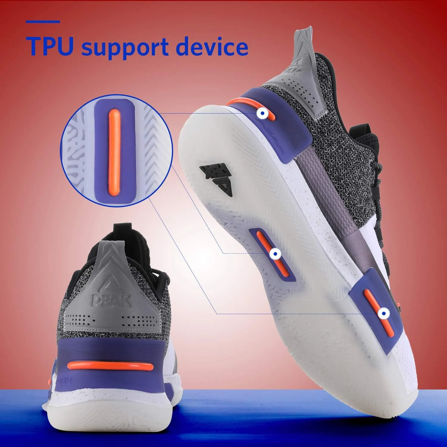 PEAK Mens Flash Basketball Shoes Lou Williams Underground Taichi Adaptive Cushioning Sneakers Non-Slip Sports Shoes for Running, Walking, Fitness