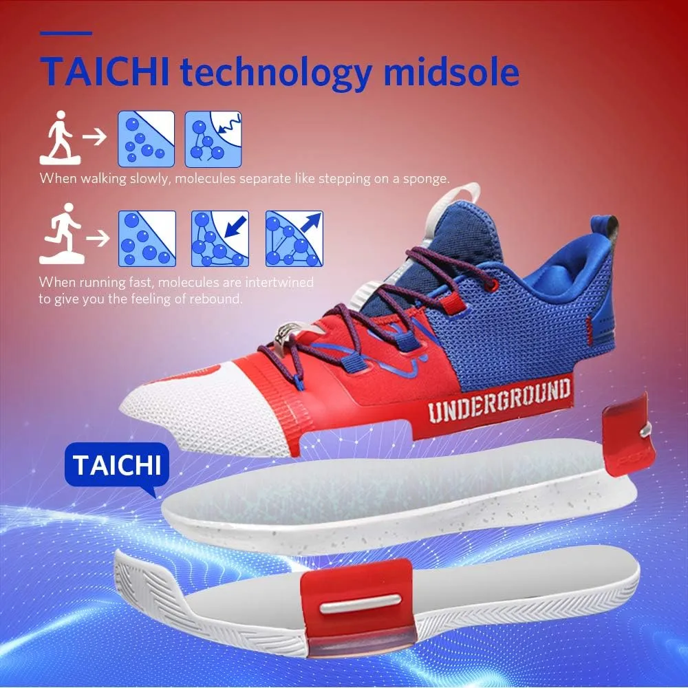 PEAK Mens Flash Basketball Shoes Lou Williams Underground Taichi Adaptive Cushioning Sneakers Non-Slip Sports Shoes for Running, Walking, Fitness