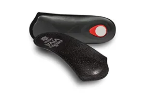 Pedag Viva Mini | 3/4 Leather Arch Support Inserts | Handmade in Germany | Plantar Fasciitis Relief | Heel Cushion | Activated Charcoal Odor Control | Metatarsal Support Pad | Black | Men US 10/EU 43