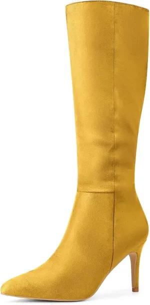 Perphy Pointed Toe Side Zip Stiletto Heel Tall Boot Thigh Knee High Boots for Women