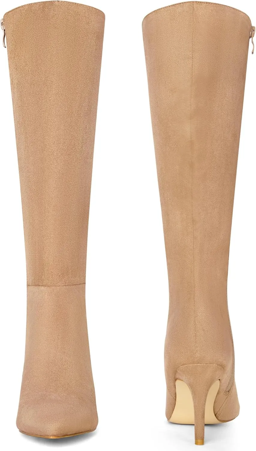 Perphy Pointed Toe Side Zip Stiletto Heel Tall Boot Thigh Knee High Boots for Women