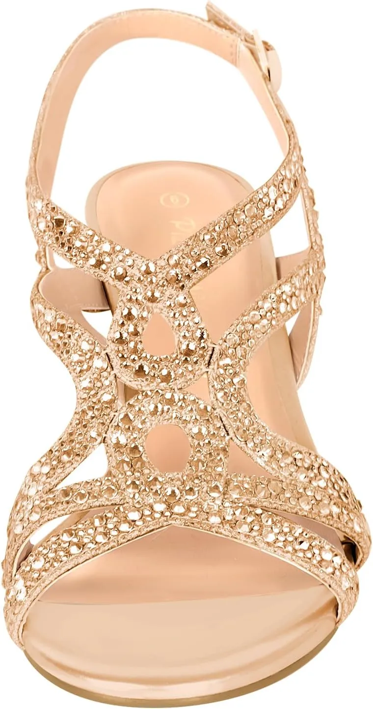 PIZZ ANNU Women's Amelia Heels Sandals Sparkle Crystal Open Toe Slingback High Heel Sandals Dress Pumps Shoes for Party Wedding
