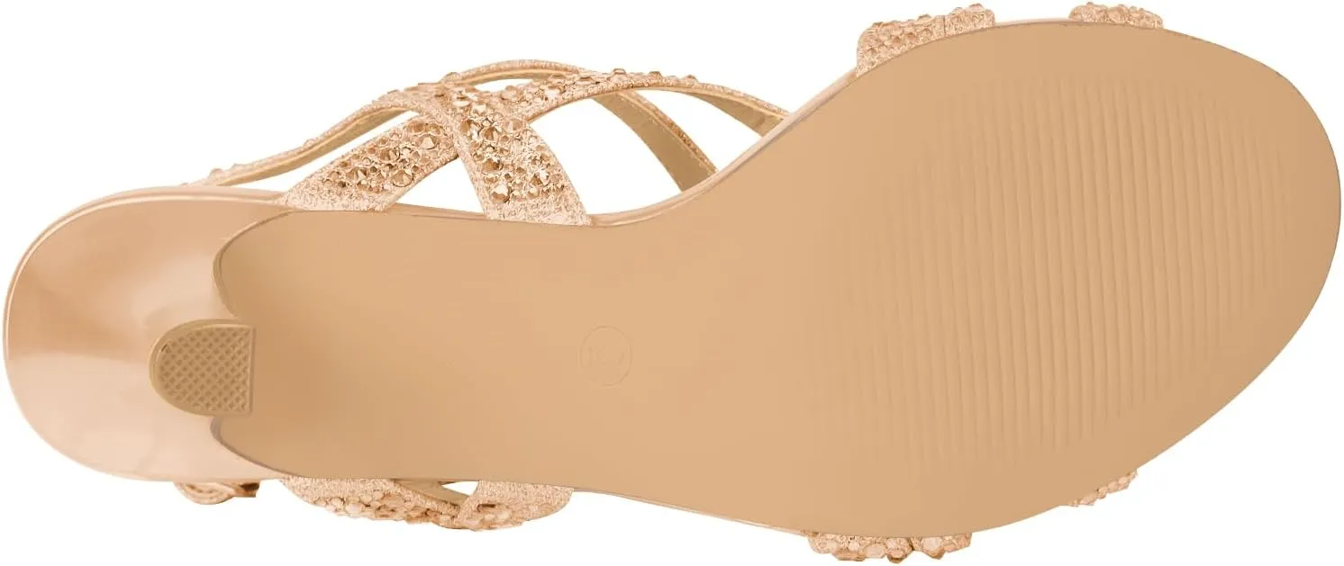 PIZZ ANNU Women's Amelia Heels Sandals Sparkle Crystal Open Toe Slingback High Heel Sandals Dress Pumps Shoes for Party Wedding