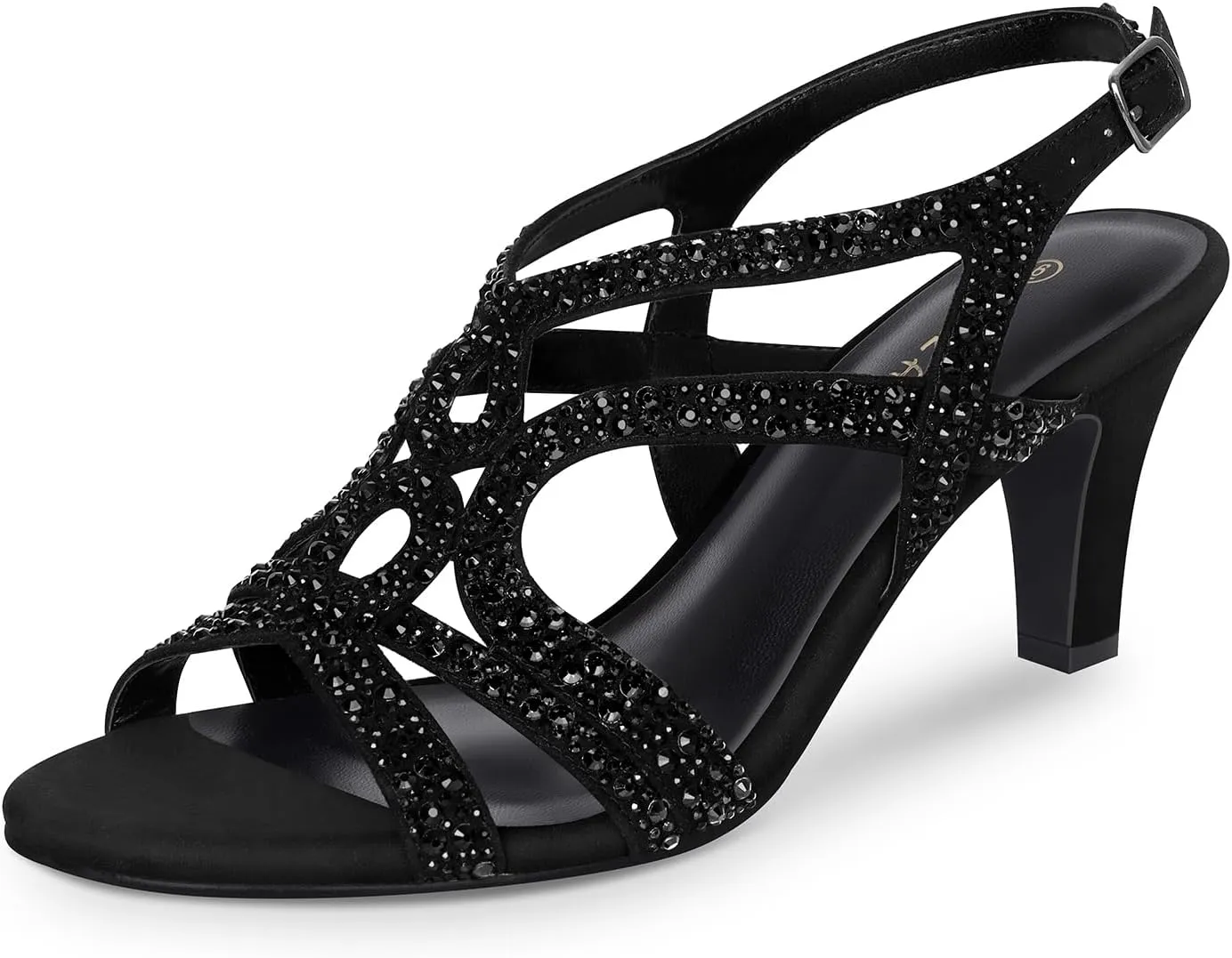 PIZZ ANNU Women's Amelia Heels Sandals Sparkle Crystal Open Toe Slingback High Heel Sandals Dress Pumps Shoes for Party Wedding