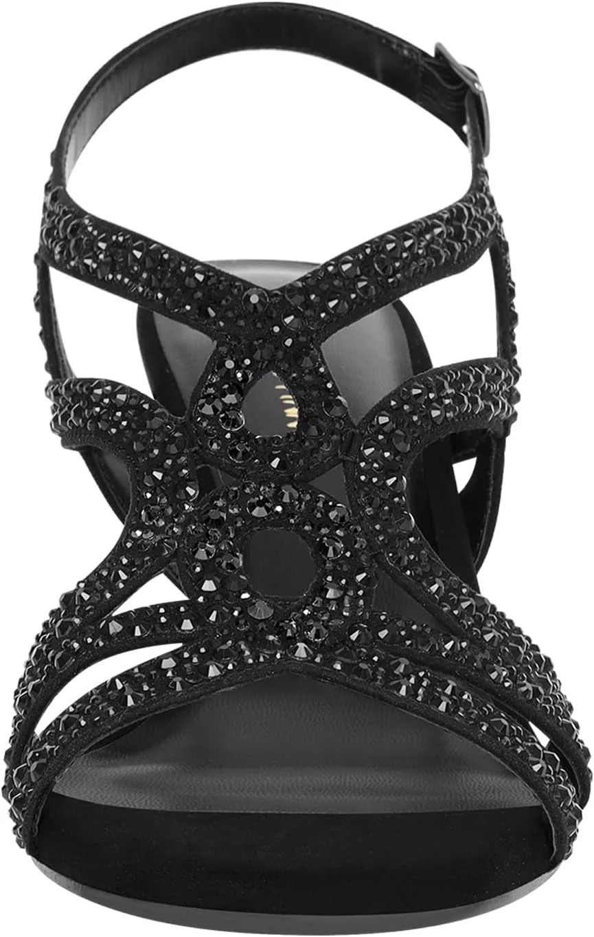 PIZZ ANNU Women's Amelia Heels Sandals Sparkle Crystal Open Toe Slingback High Heel Sandals Dress Pumps Shoes for Party Wedding