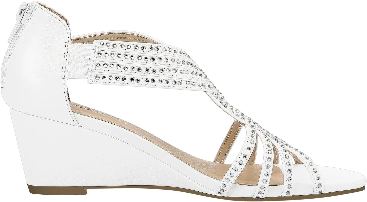 PIZZ ANNU Women's Diana Low Wedge Sandals Sparkly Rhinestone Open Toe Fashion Dress Shoes for Woman Lady in Bridal Dance Evening