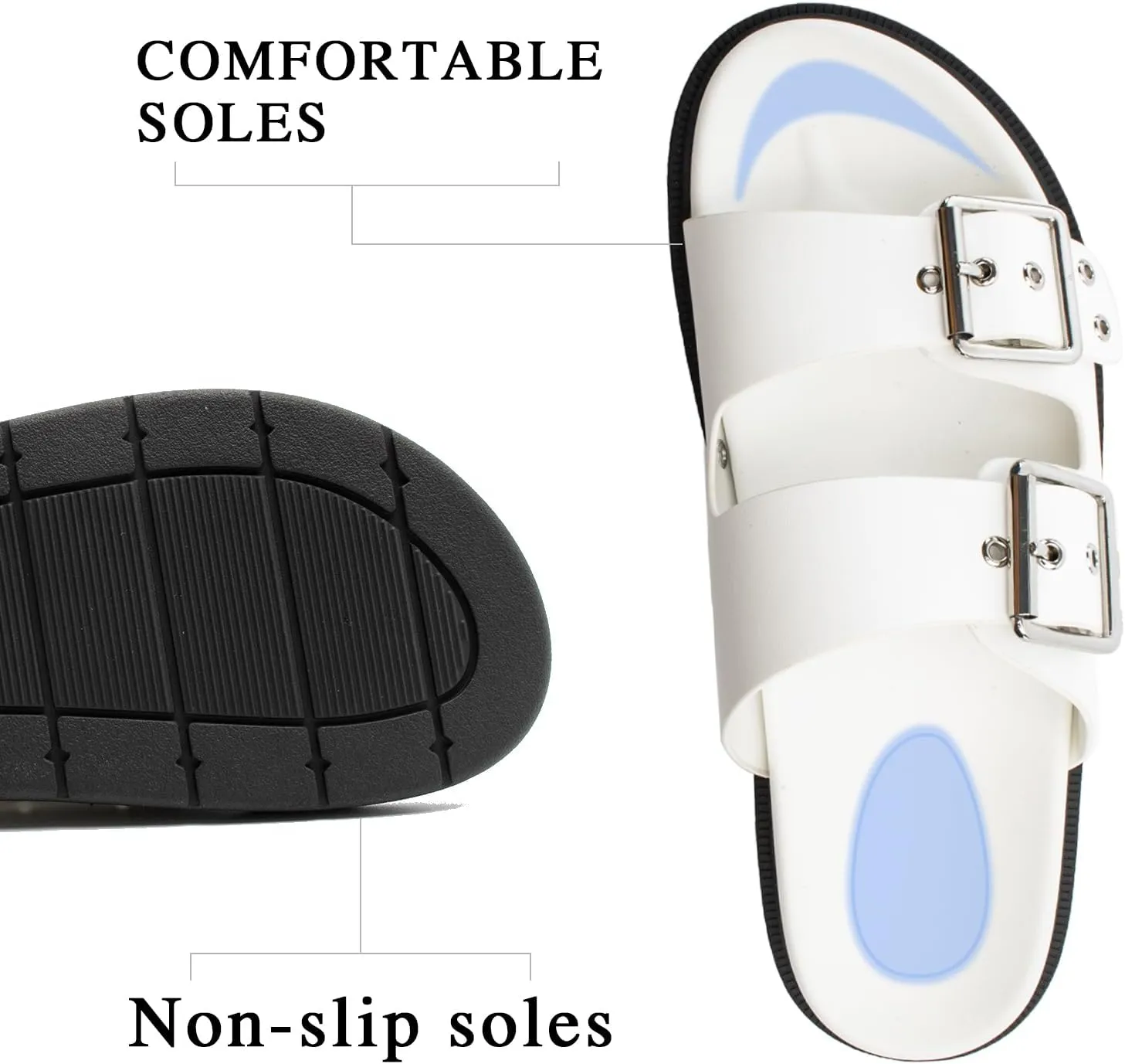 Platform Sandals for women with Adjustable Double Strap Comfort Slides Sandal for Summer Beach Holiday Outdoor