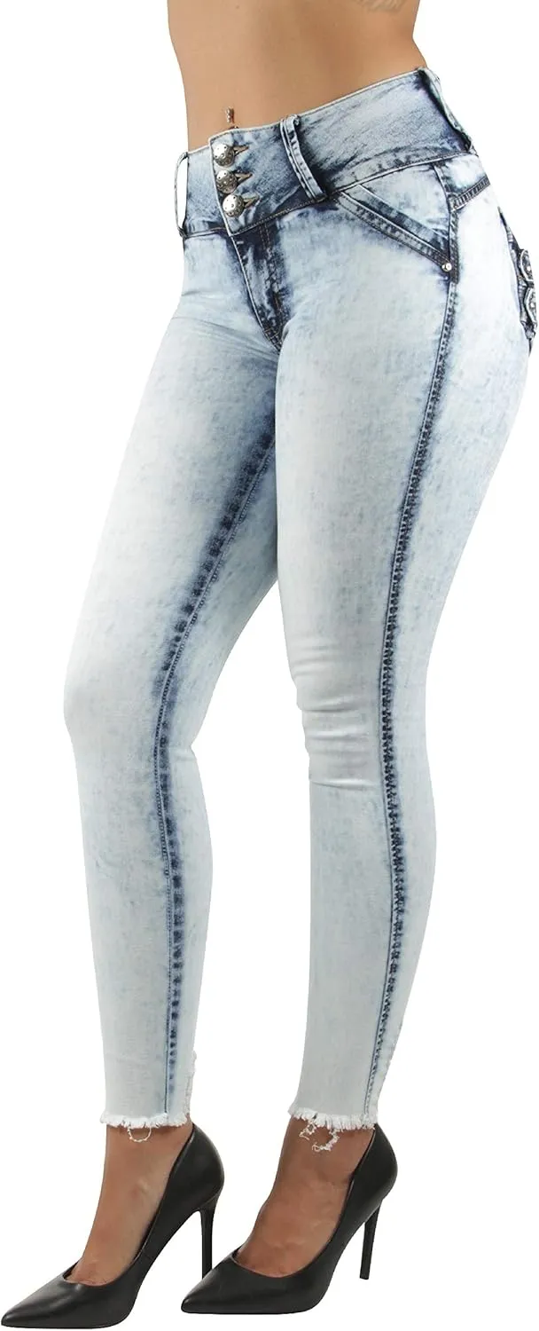 Plus/Junior Size Butt Lift Levanta Cola Mid Waist Fashion Skinny Denim Jeans