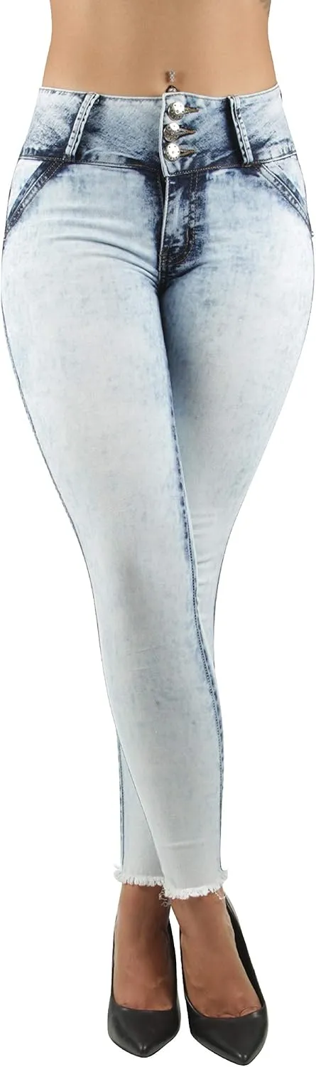 Plus/Junior Size Butt Lift Levanta Cola Mid Waist Fashion Skinny Denim Jeans