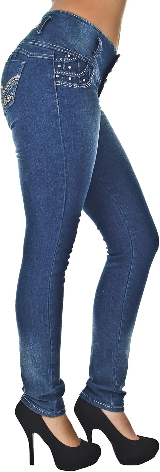 Plus/Junior Size Butt Lift Levanta Cola Mid Waist Fashion Skinny Denim Jeans