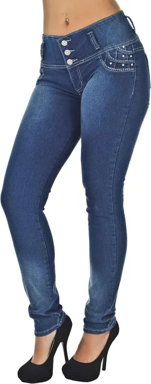 Plus/Junior Size Butt Lift Levanta Cola Mid Waist Fashion Skinny Denim Jeans